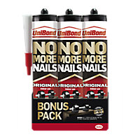 UniBond No More Nails Original White Grab adhesive 3 x 365g, Pack of 3