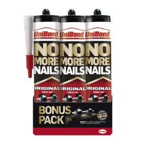 UniBond No More Nails Original White Grab adhesive 3 x 365g, Pack of 3