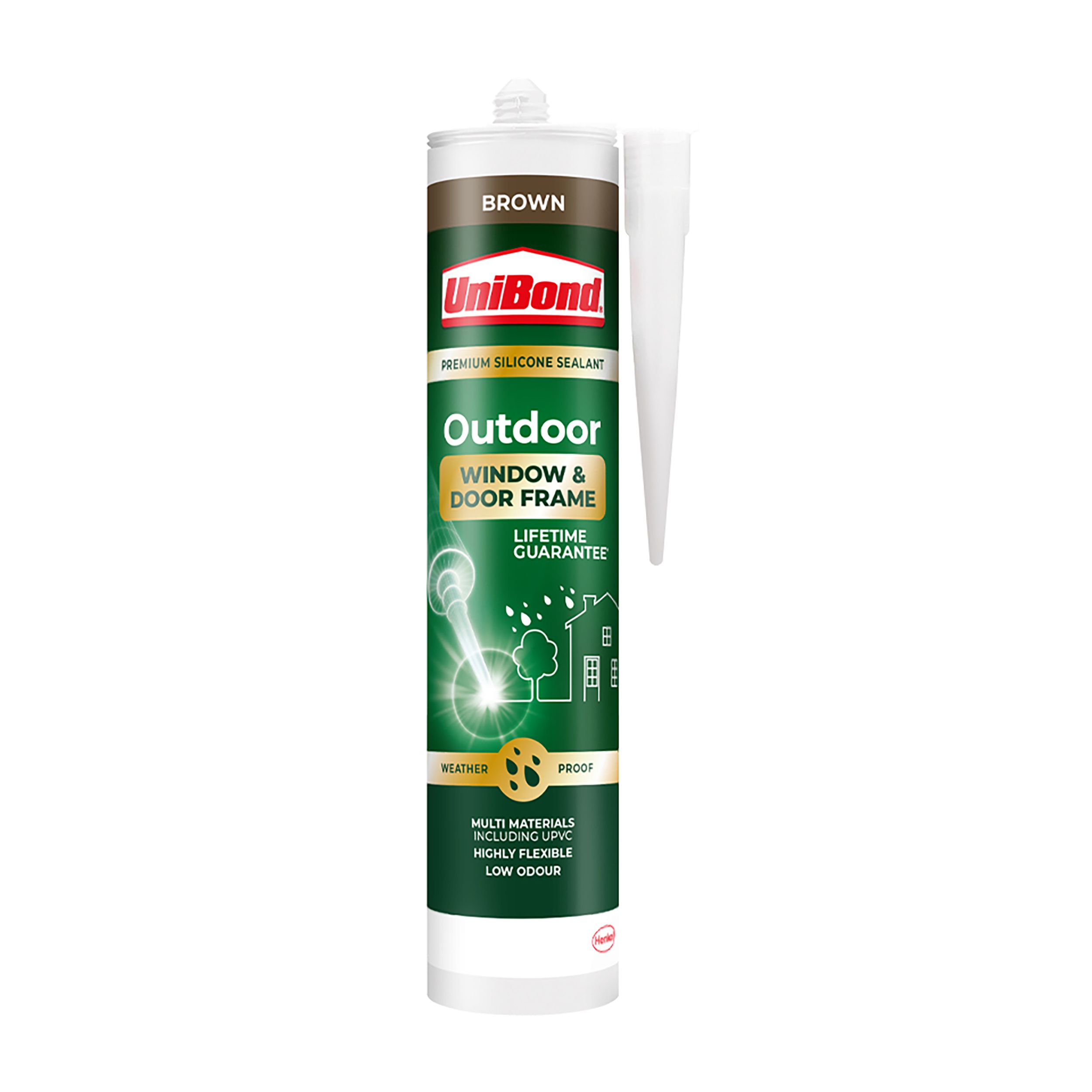 UniBond Outdoor Window & Door Siliconebased Brown Frame Sealant, 300ml