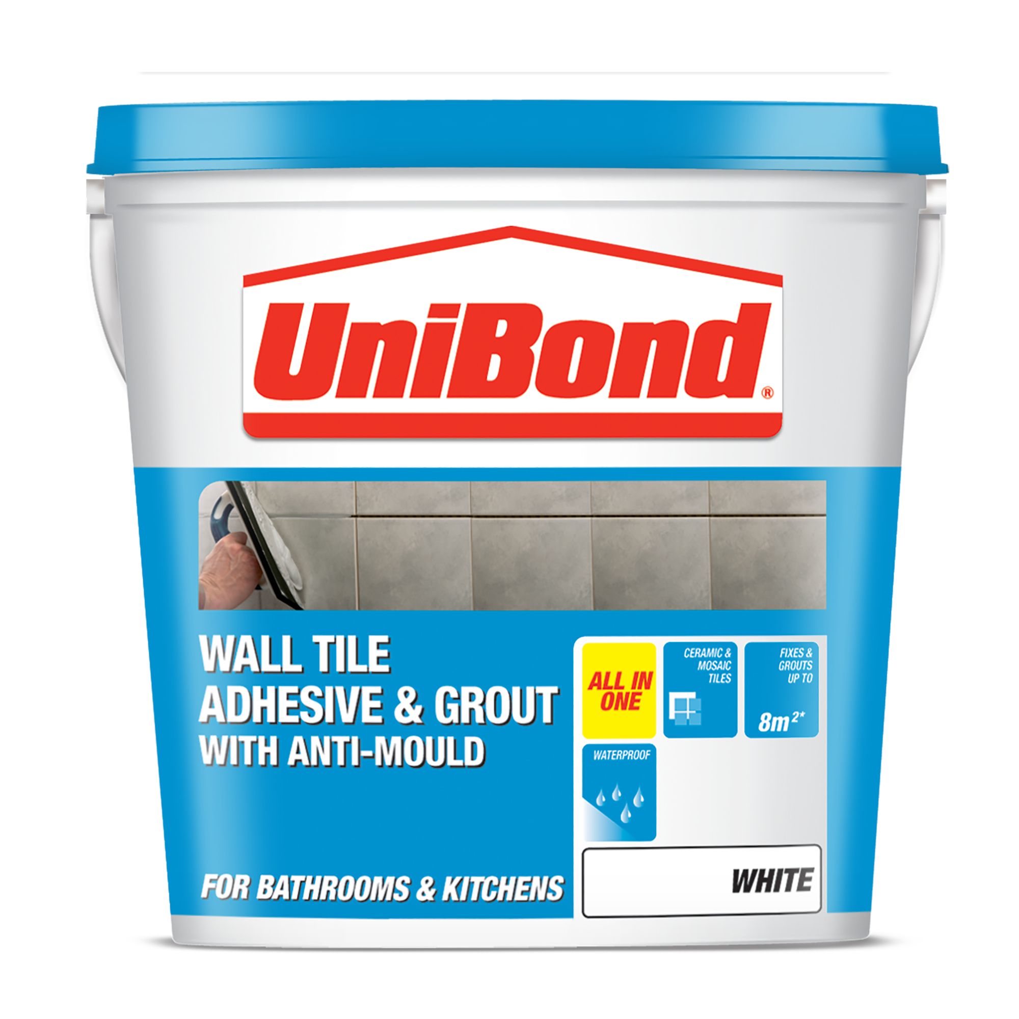 UniBond Ready mixed White Tile Adhesive & grout, 12.8kg Tradepoint