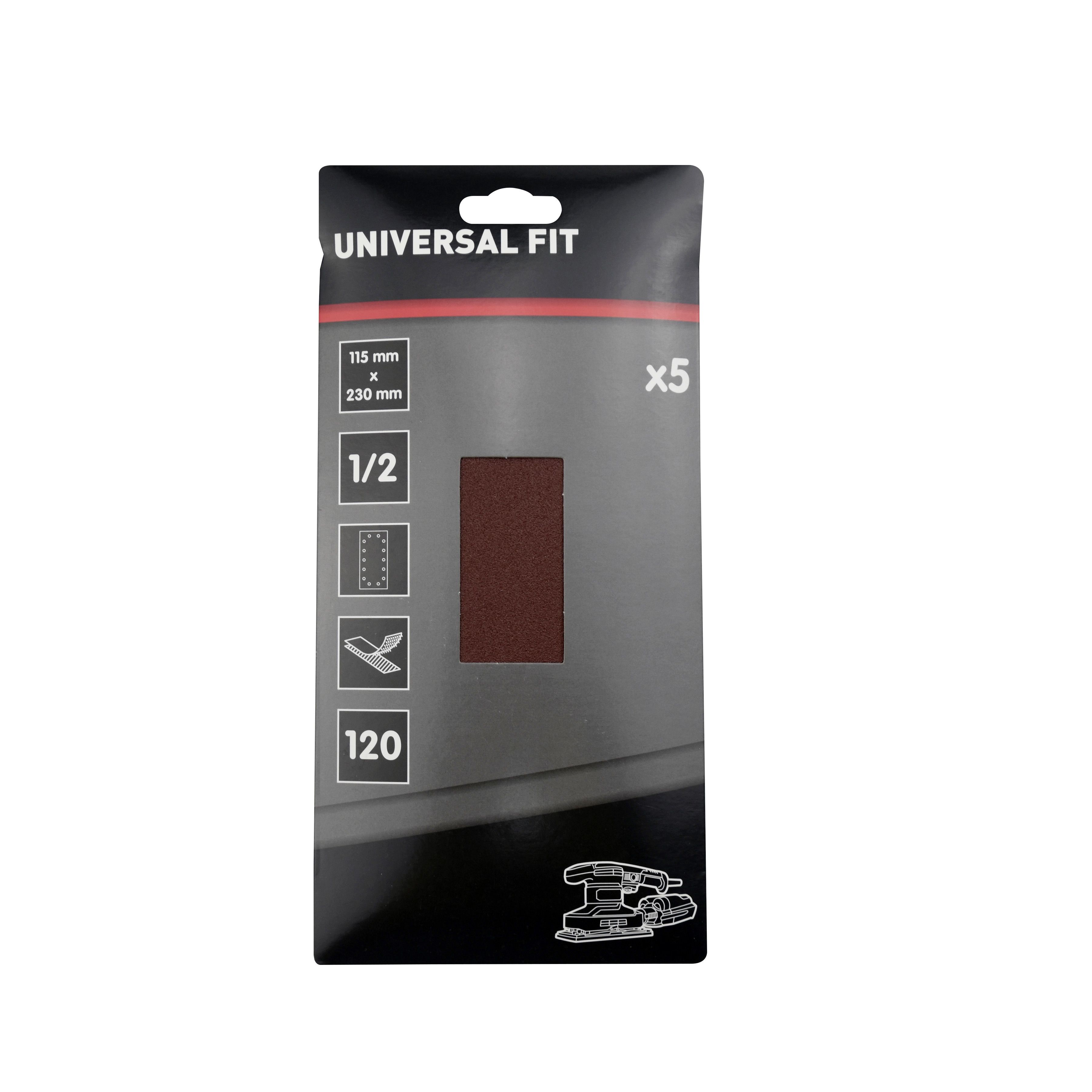 Universal Fit 120 grit Red 1/2 sanding sheet (L)230mm (W)115mm, Pack of 5