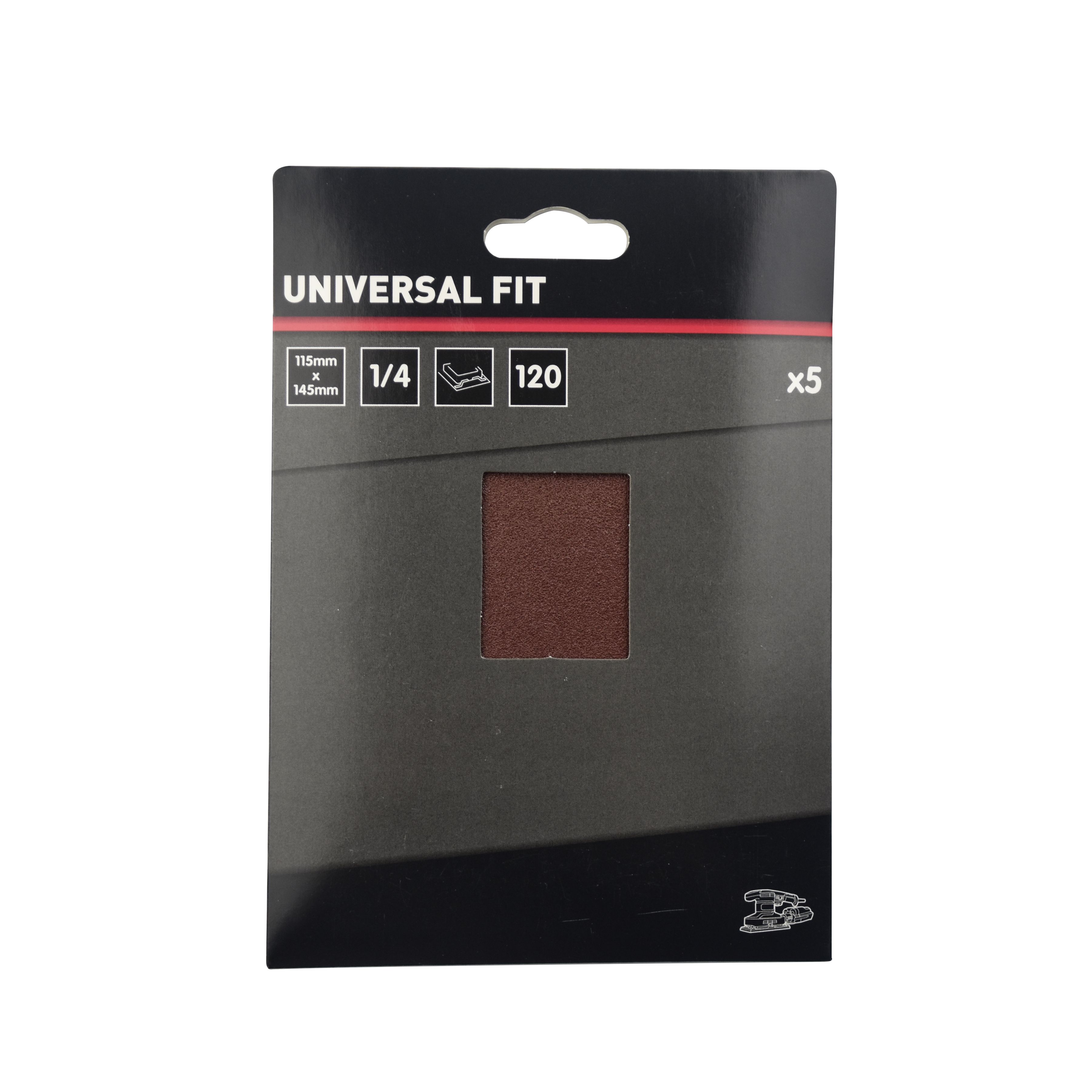 Universal Fit 120 grit Red 1/4 sanding sheet (L)145mm (W)115mm, Pack of 5