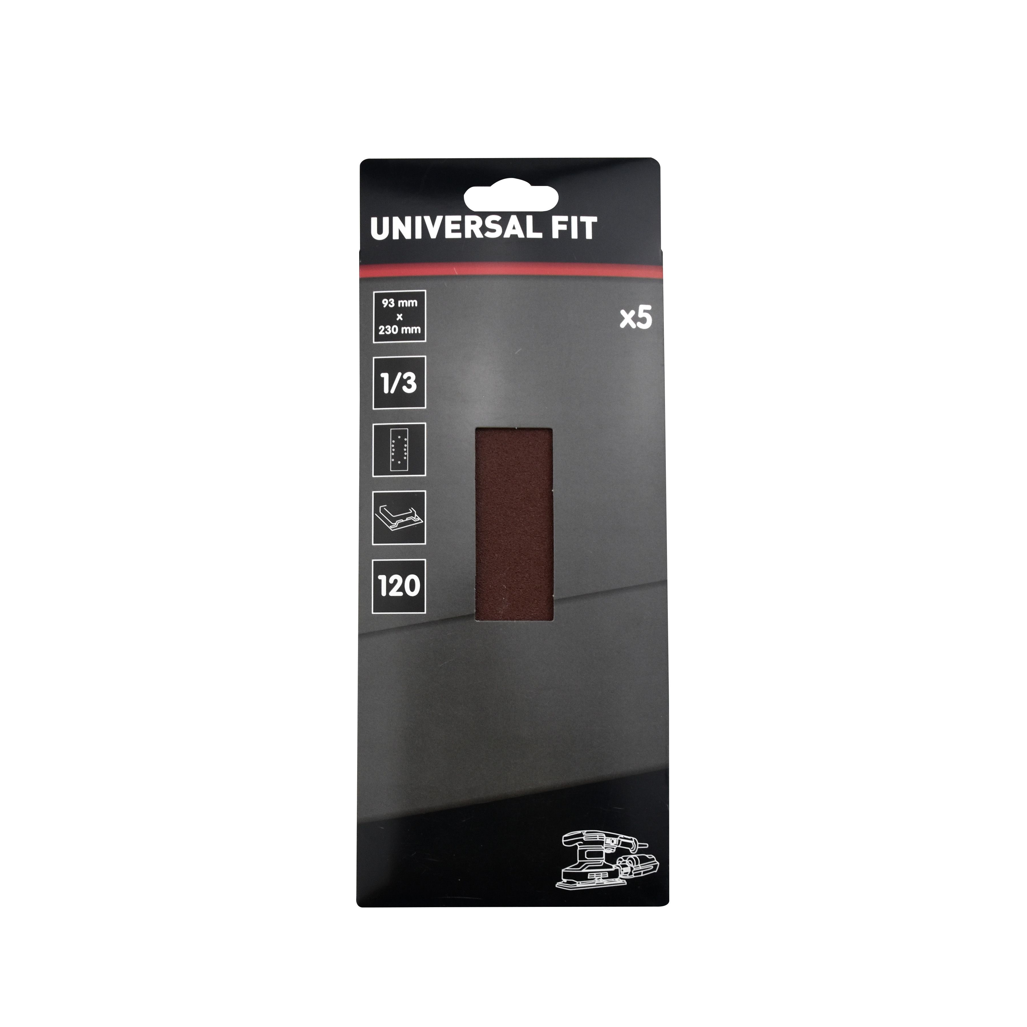Universal Fit 120 grit Red Sanding sheet (L)230mm (W)93mm, Pack of 5