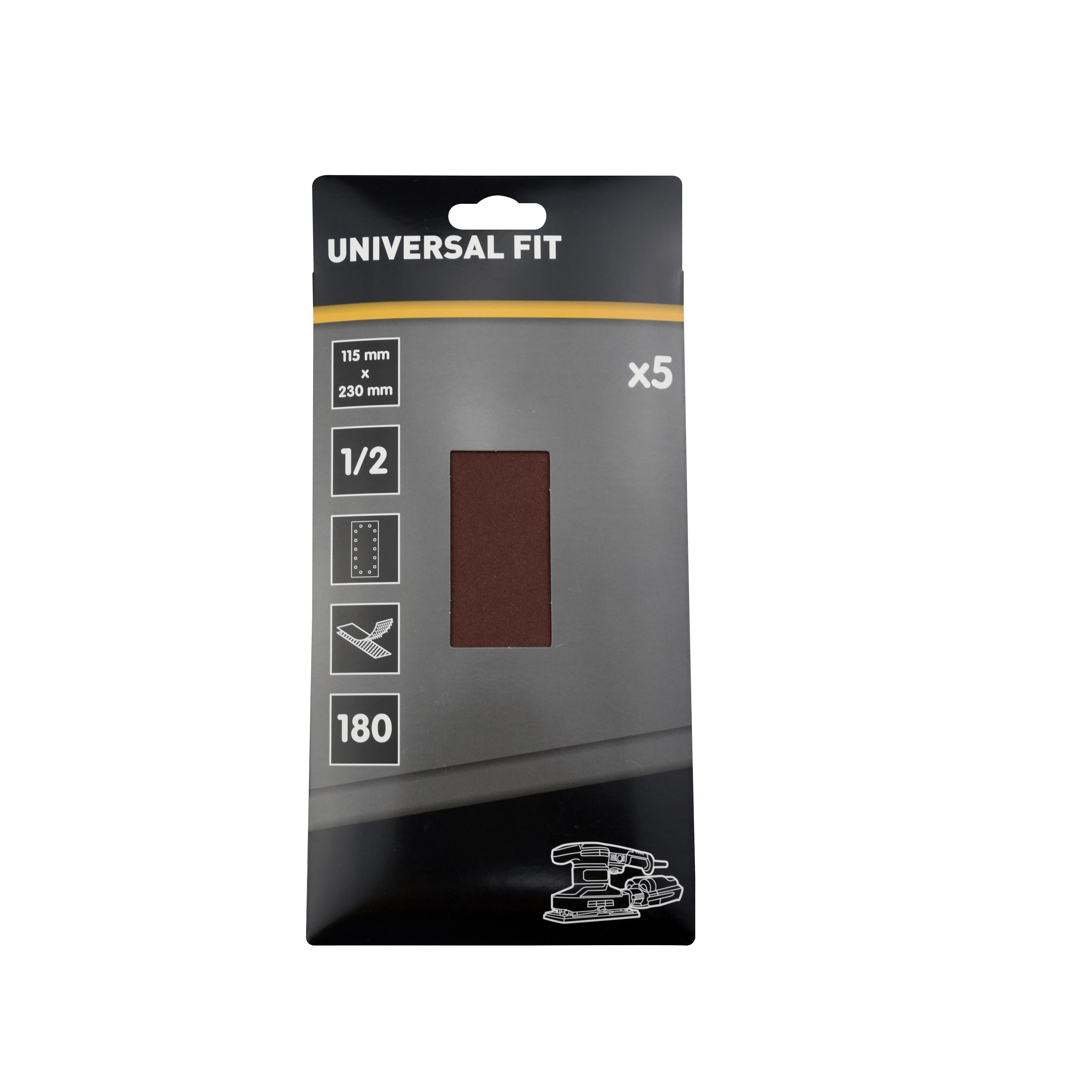 Universal Fit 180 grit Red 1/2 sanding sheet (L)230mm (W)115mm, Pack of 5