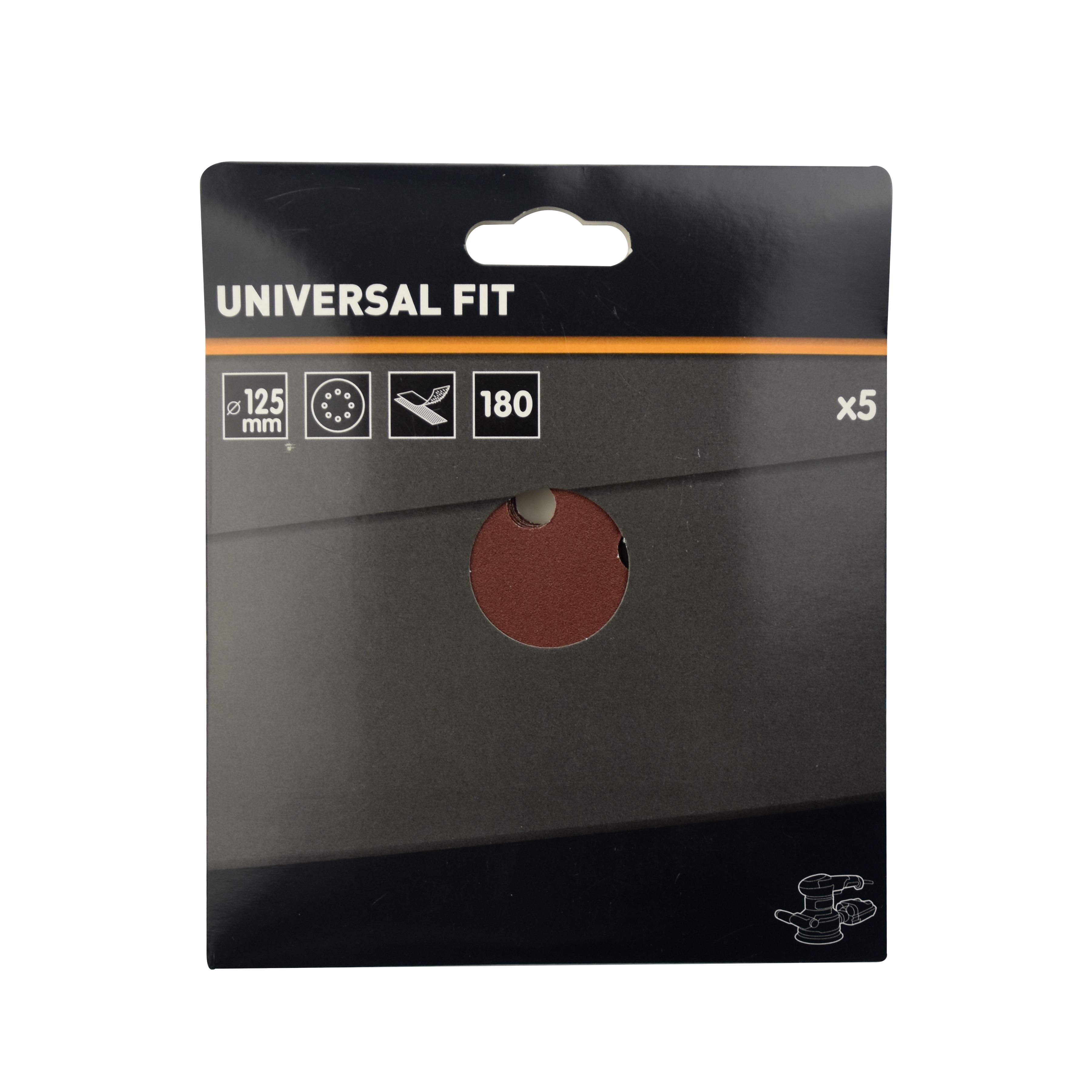 Universal Fit 180 grit Sanding disc (Dia)125mm, Pack of 5