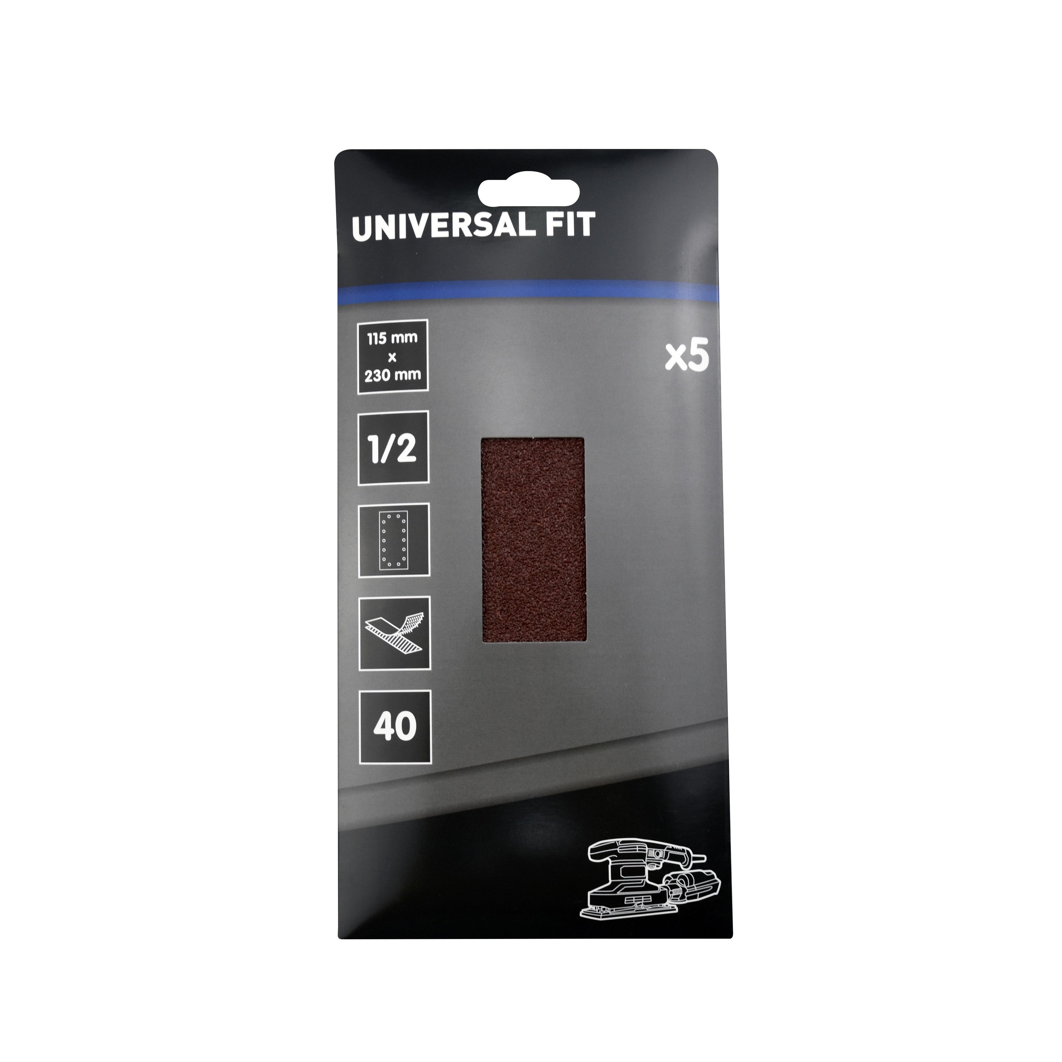 Universal Fit 40 grit Red 1/2 sanding sheet (L)230mm (W)115mm, Pack of 5