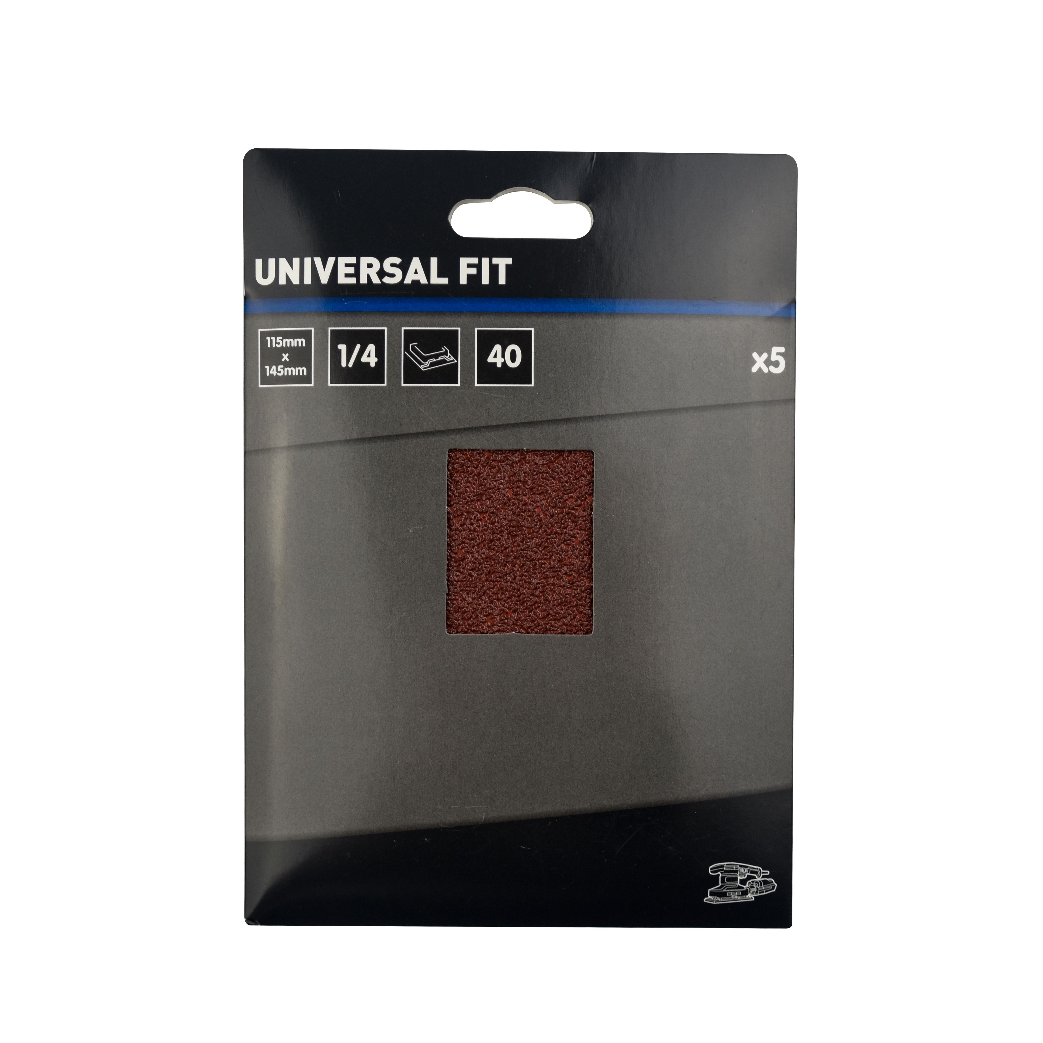Universal Fit 40 grit Red 1/4 sanding sheet (L)145mm (W)115mm, Pack of 5