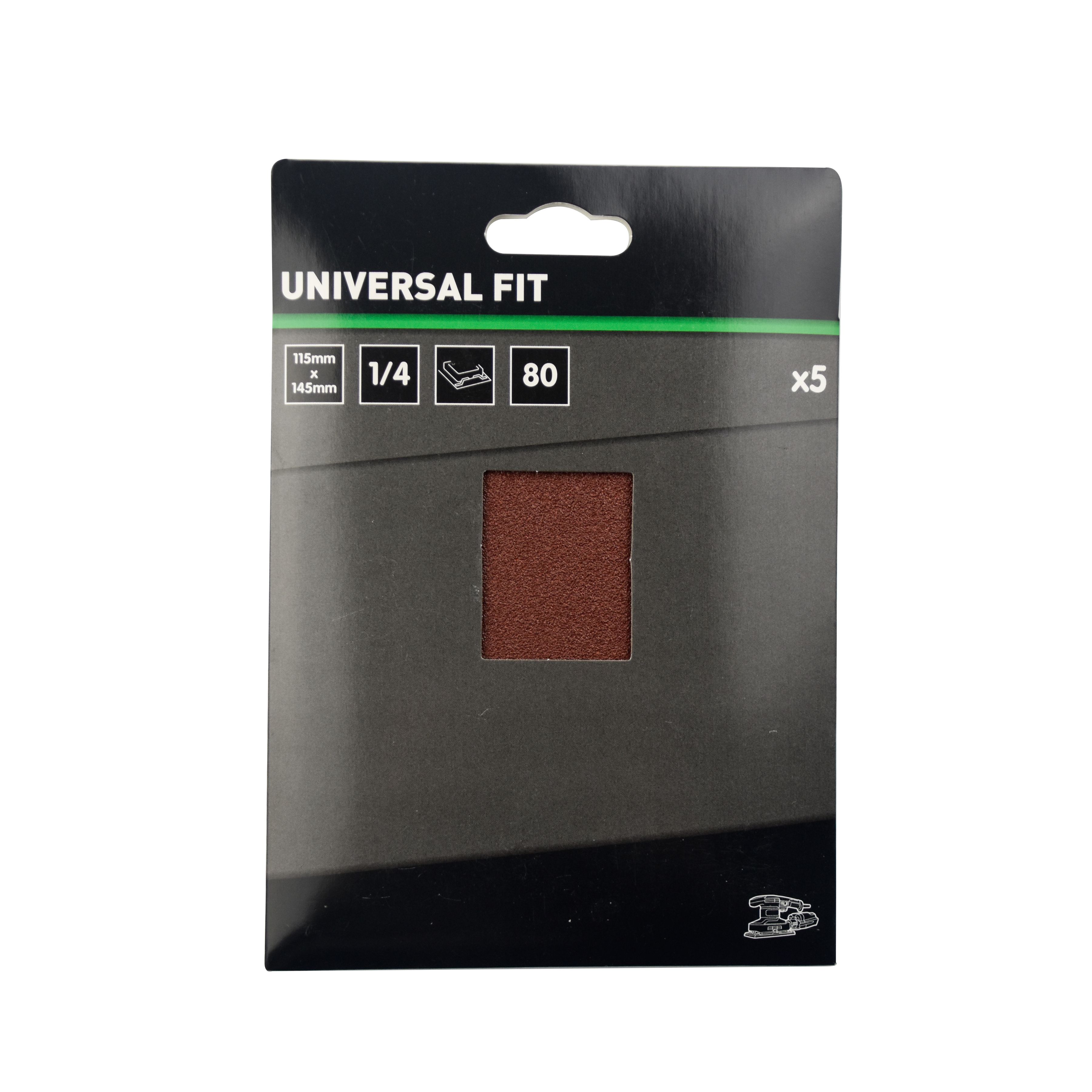 Universal Fit 80 grit Red 1/4 sanding sheet (L)145mm (W)115mm, Pack of 5