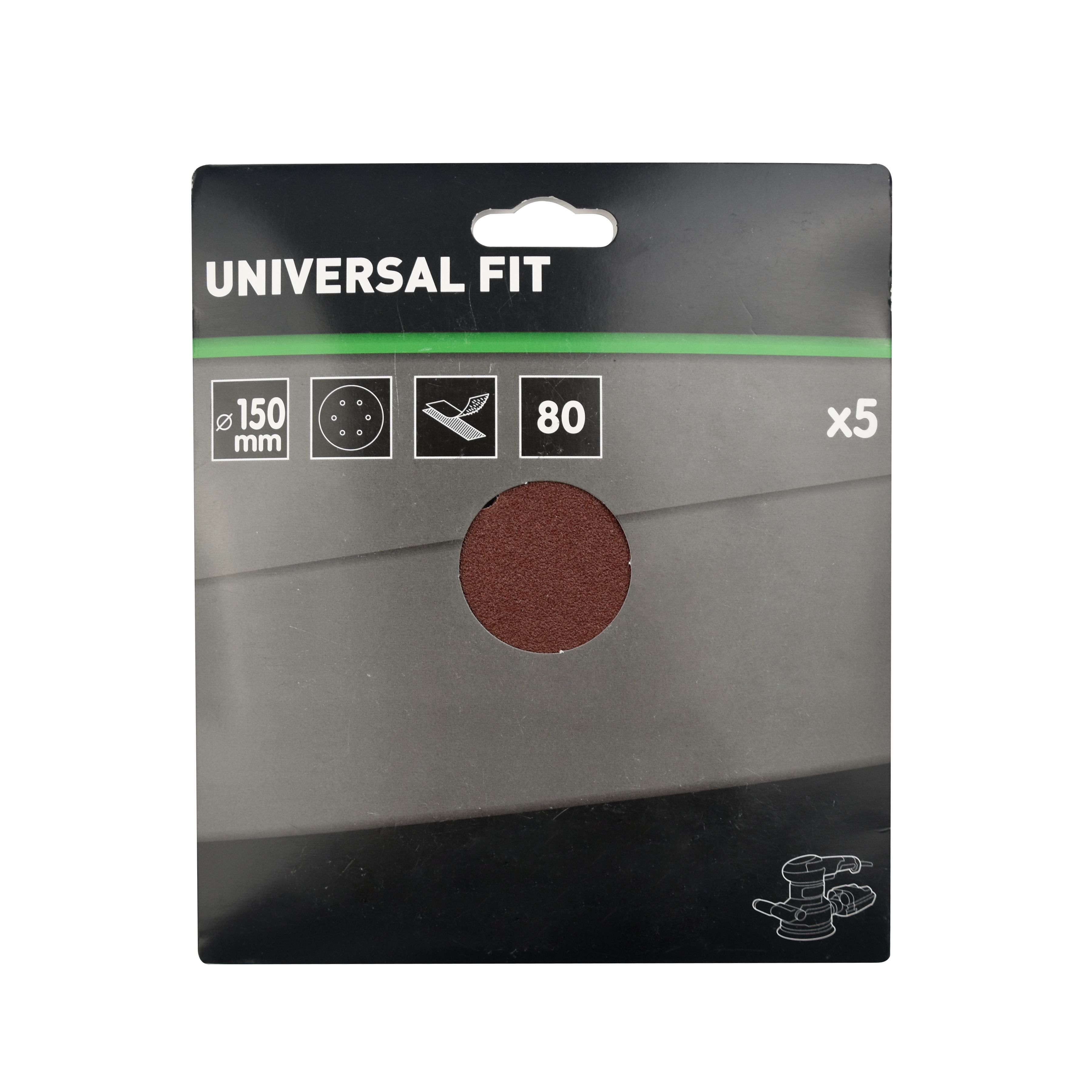 Universal Fit 80 grit Sanding disc (Dia)150mm, Pack of 5