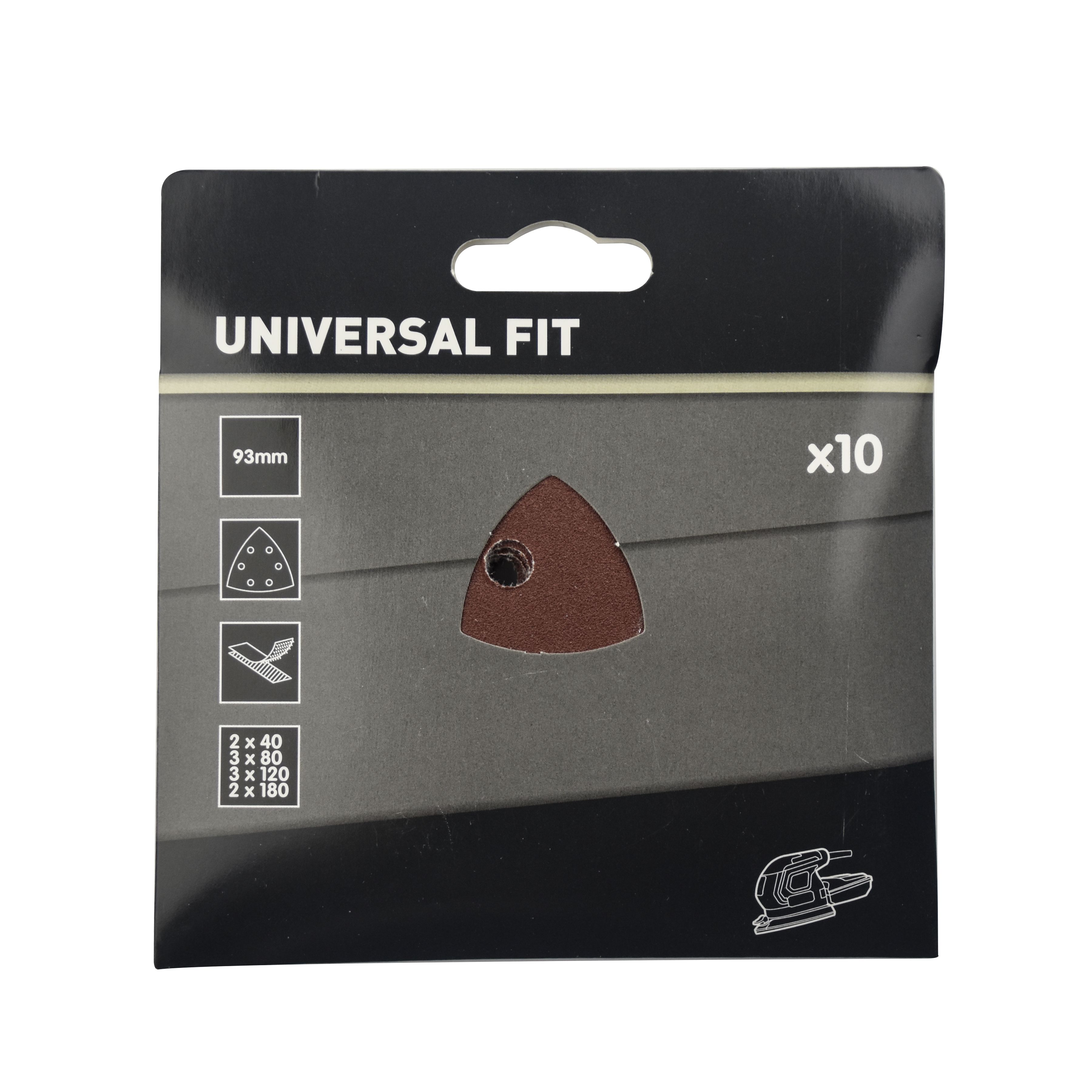 Universal Fit Assorted Punched Sanding sheet set (L)93mm (W)93mm, Pack of 10