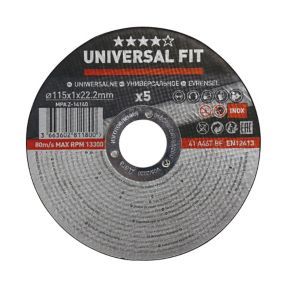 Universal Inox & metal Cutting disc 115mm x 1mm x 22.2mm, Pack of 5