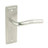 Urfic Nevada Satin Nickel effect Latch Door handle (L)115mm, Pack of 2