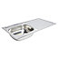 Utility Polished Stainless steel 1 Bowl Sink & drainer 490mm x 940mm