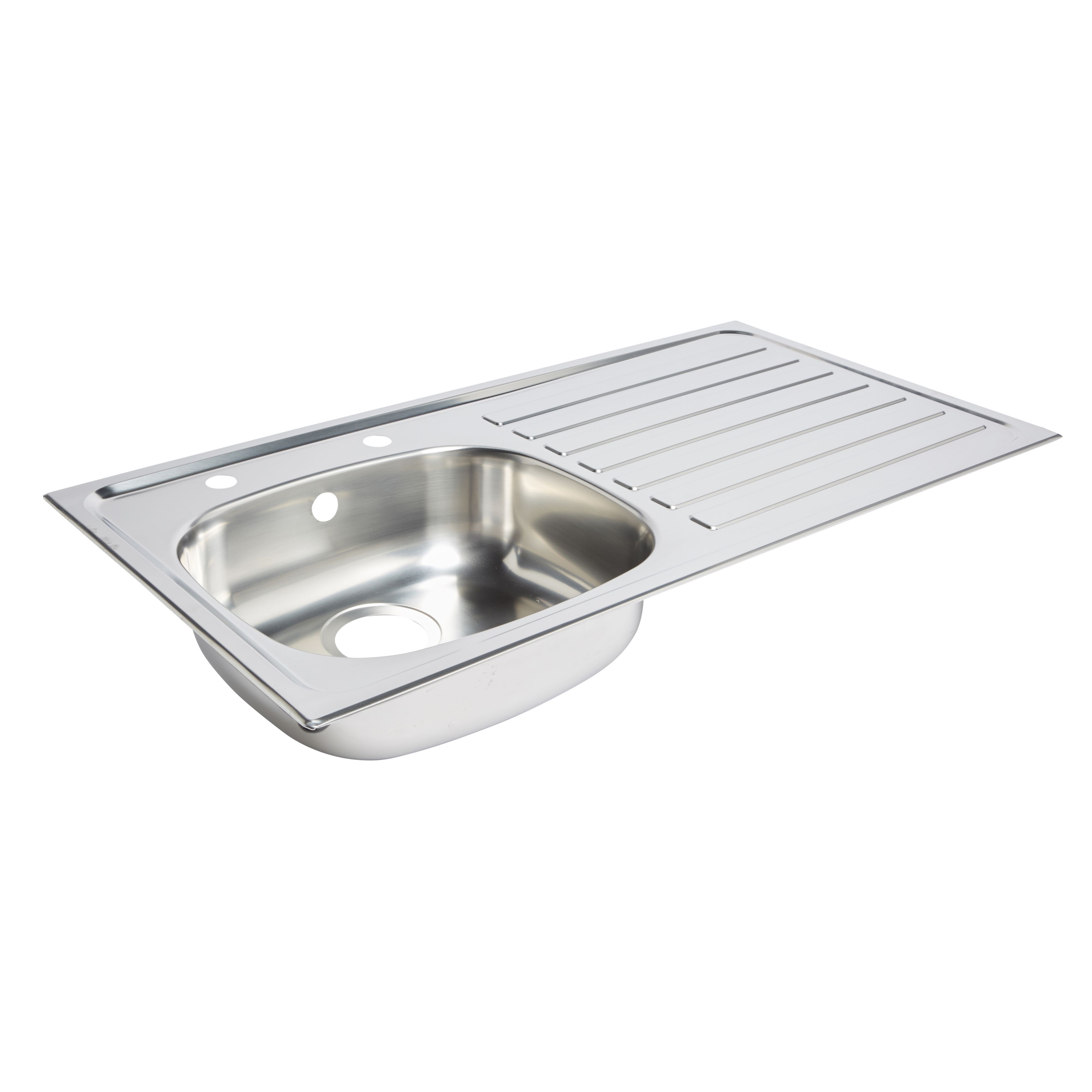 Utility Polished Stainless steel 1 Bowl Sink & drainer RH 490mm x 940mm