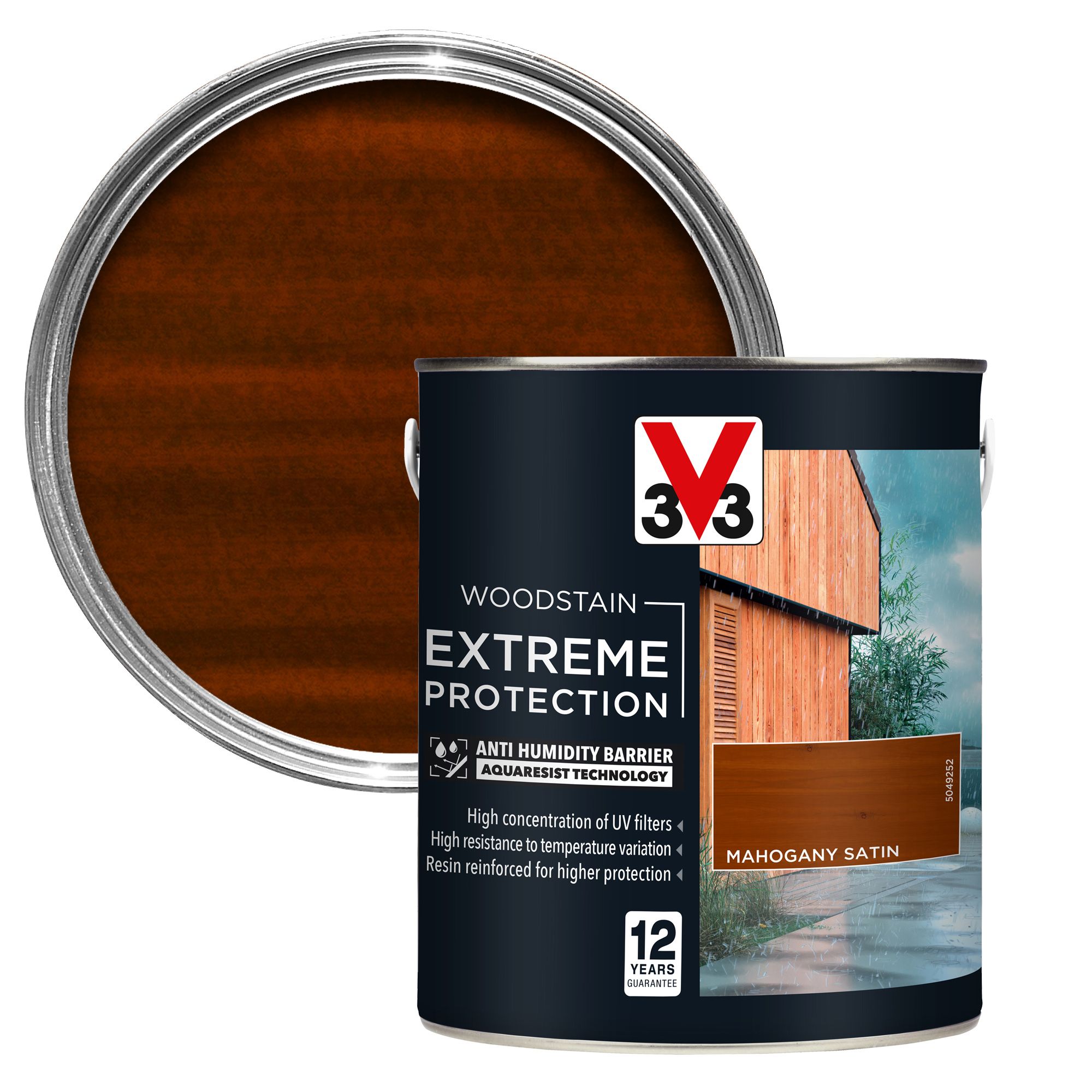 V33 Extreme protection Mahogany Satin Wood stain, 2.5L Tradepoint