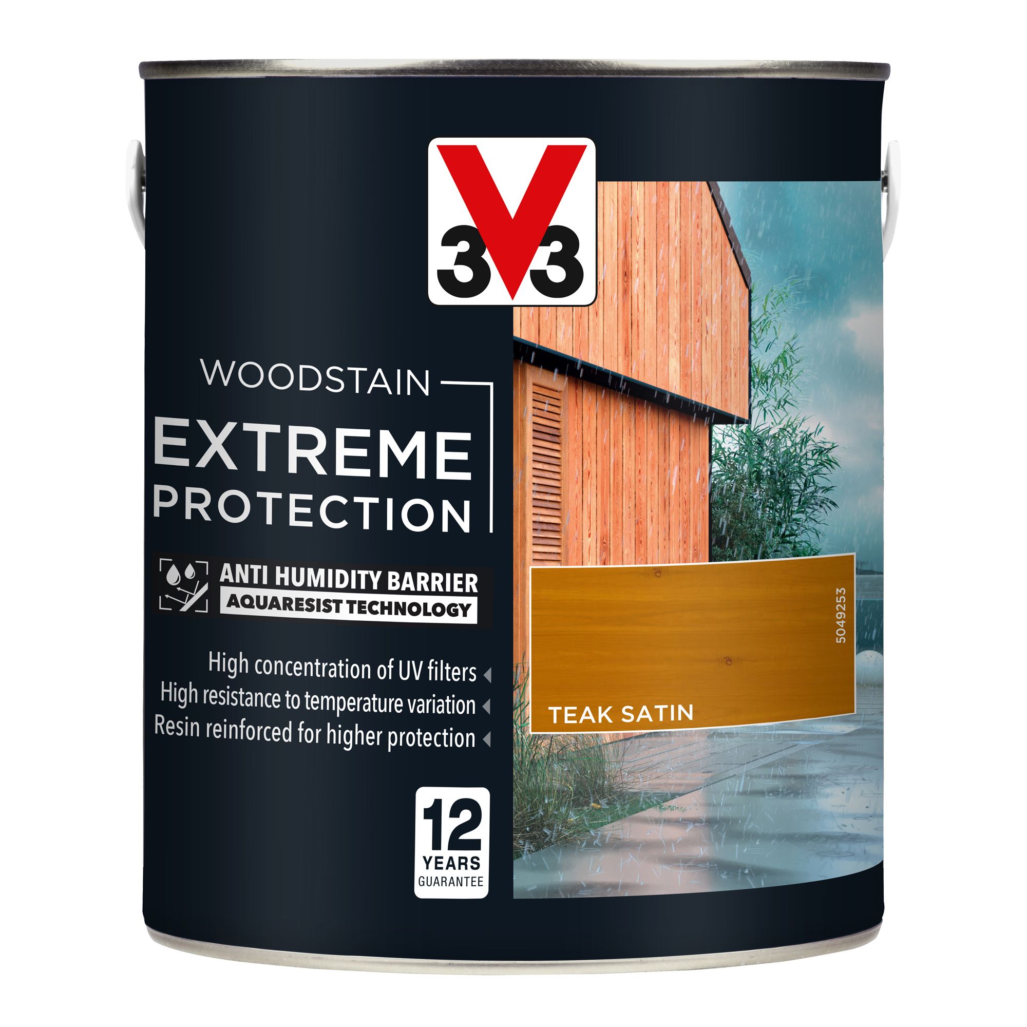 V33 Extreme protection Teak Satin Wood stain, 2.5L