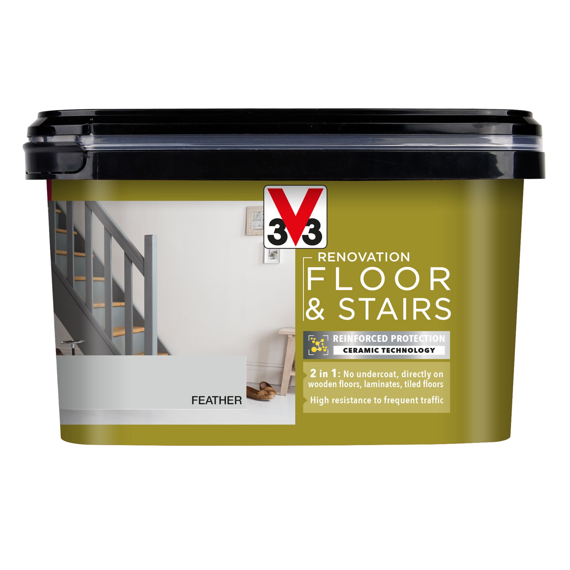 V33 High performance Feather Satinwood Floor & stair paint, 2L
