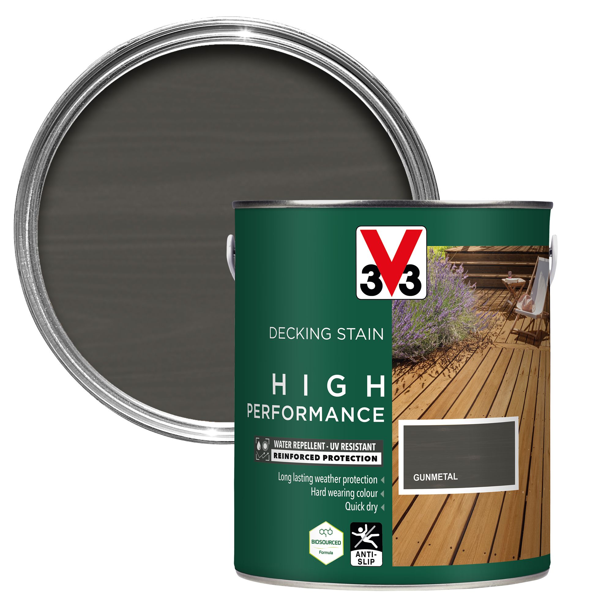 Product image for V33 High Performance Decking Stain Gunmetal 2.5Ltr