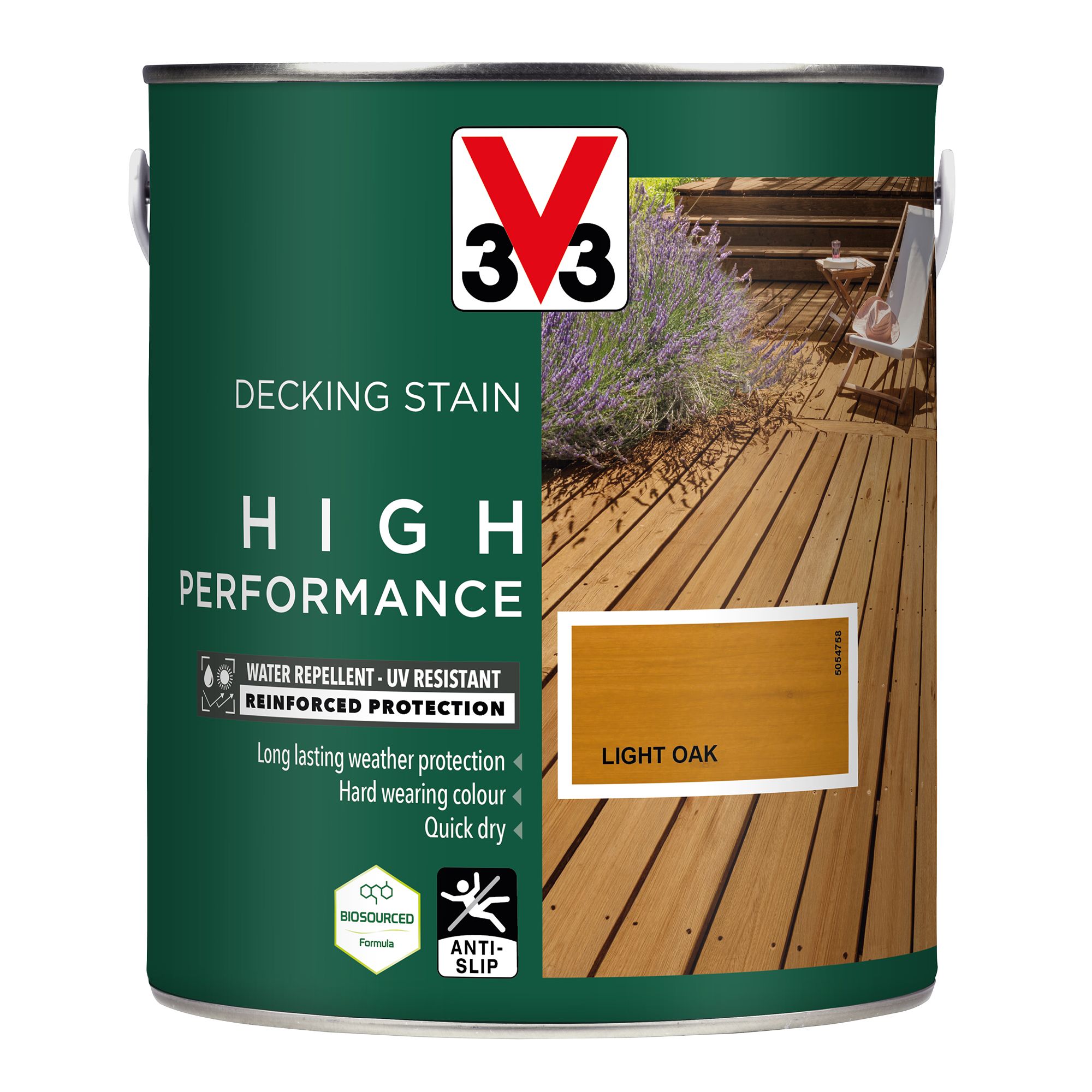 V33 High performance Light Oak Satin Quick dry Decking Stain, 2.5L