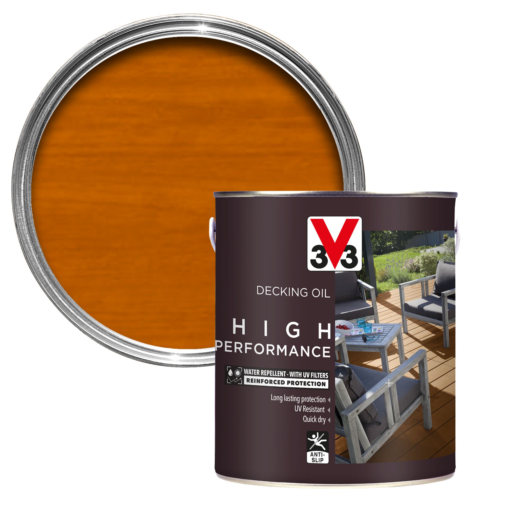 V33 High performance Light oak UV resistant Decking Wood oil, 5L