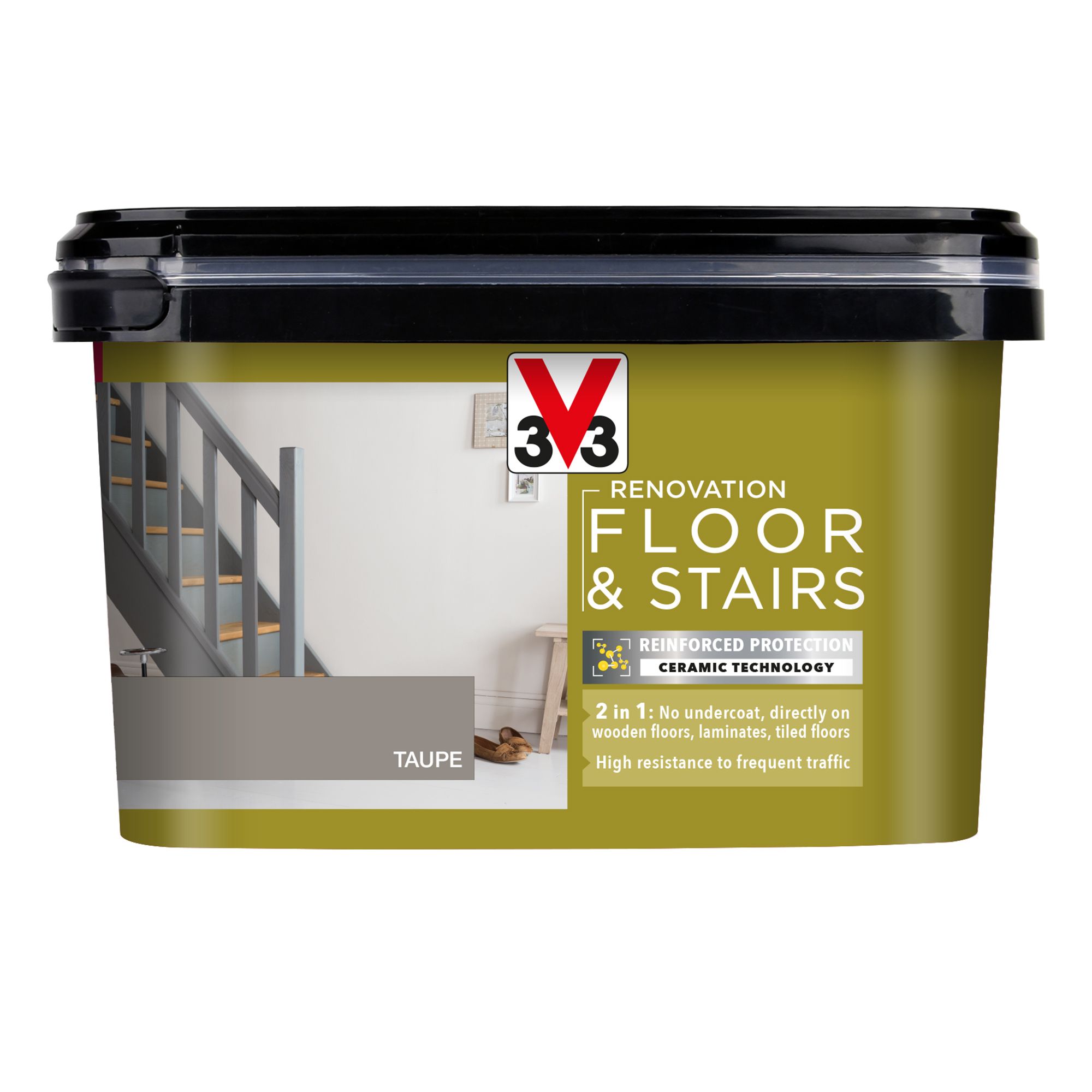 V33 High performance Taupe Satinwood Floor & stair paint, 2L