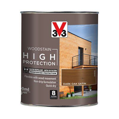 V33 High Protection Dark Oak Mid Sheen Wood Stain 750ml Tradepoint