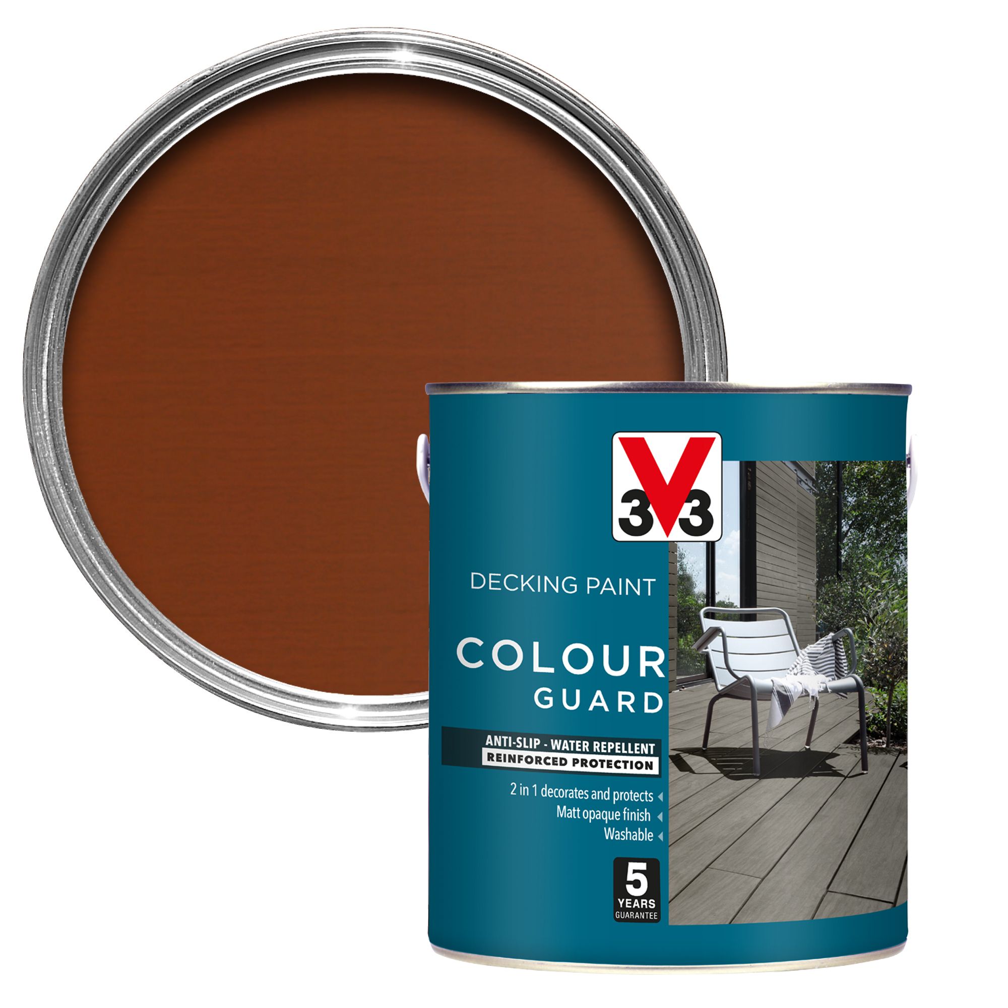 V33 Matt light brown Decking paint, 2.5L