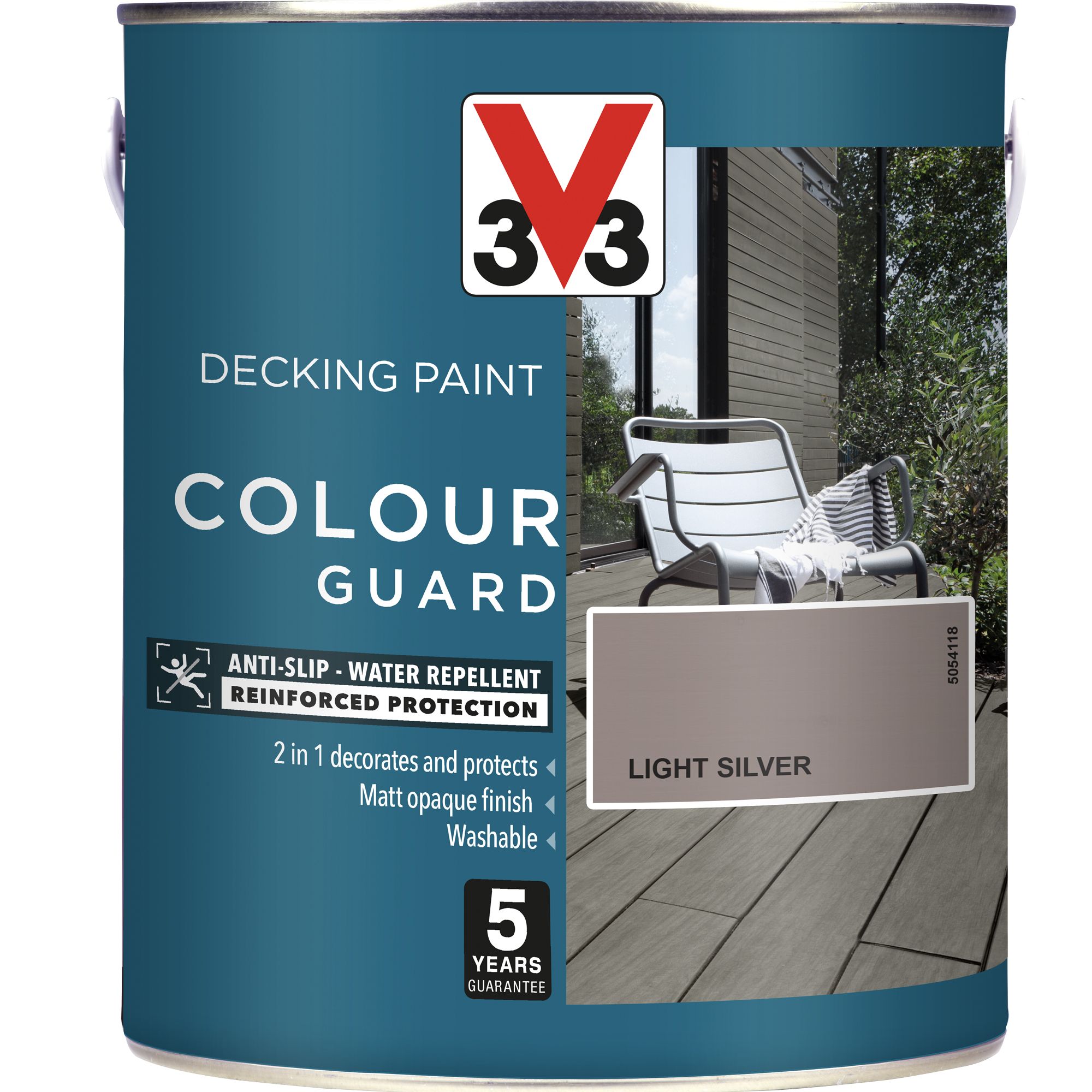 V33 Matt light silver Decking paint, 2.5L