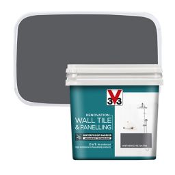 V33 Renovation Anthracite Satin Wall tile & panelling paint, 0.75L