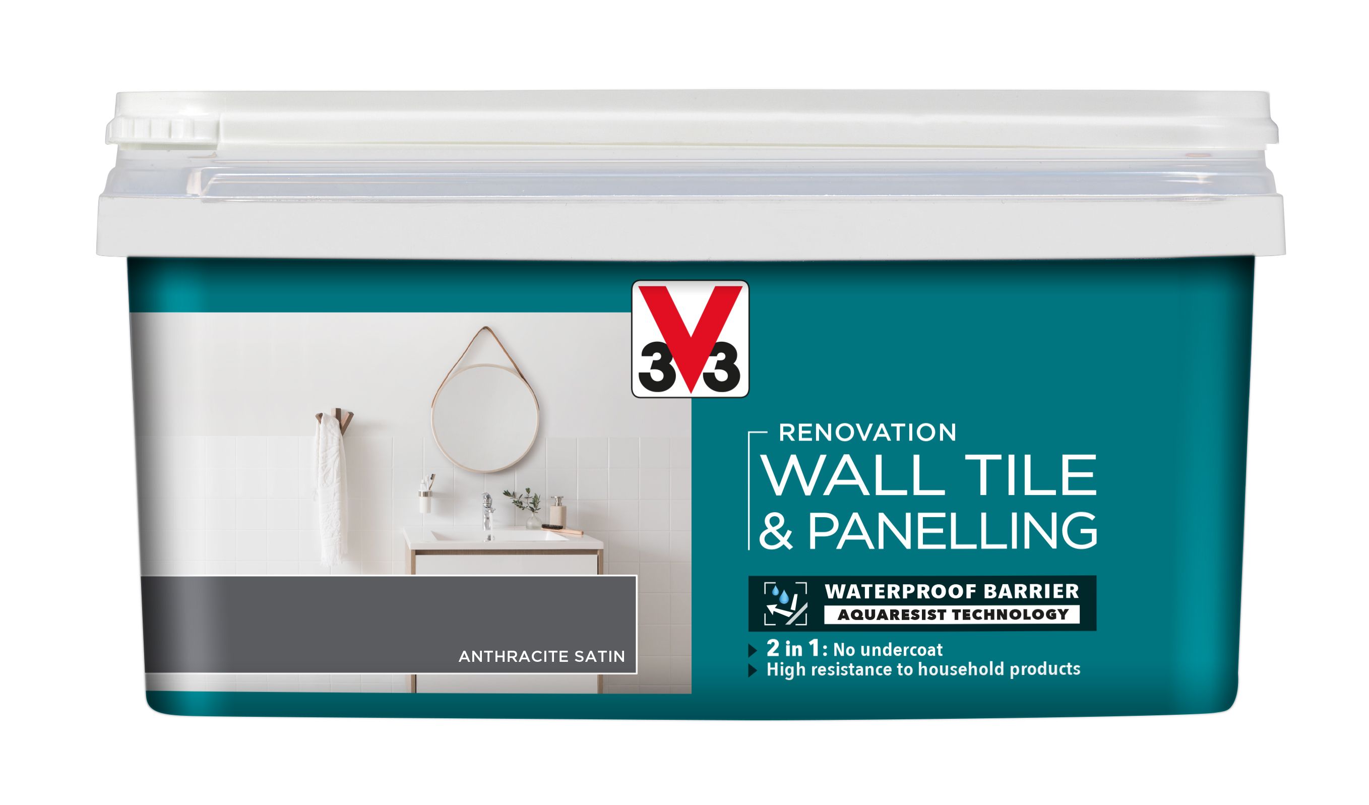 V33 Renovation Anthracite Satinwood Wall tile & panelling paint, 2L