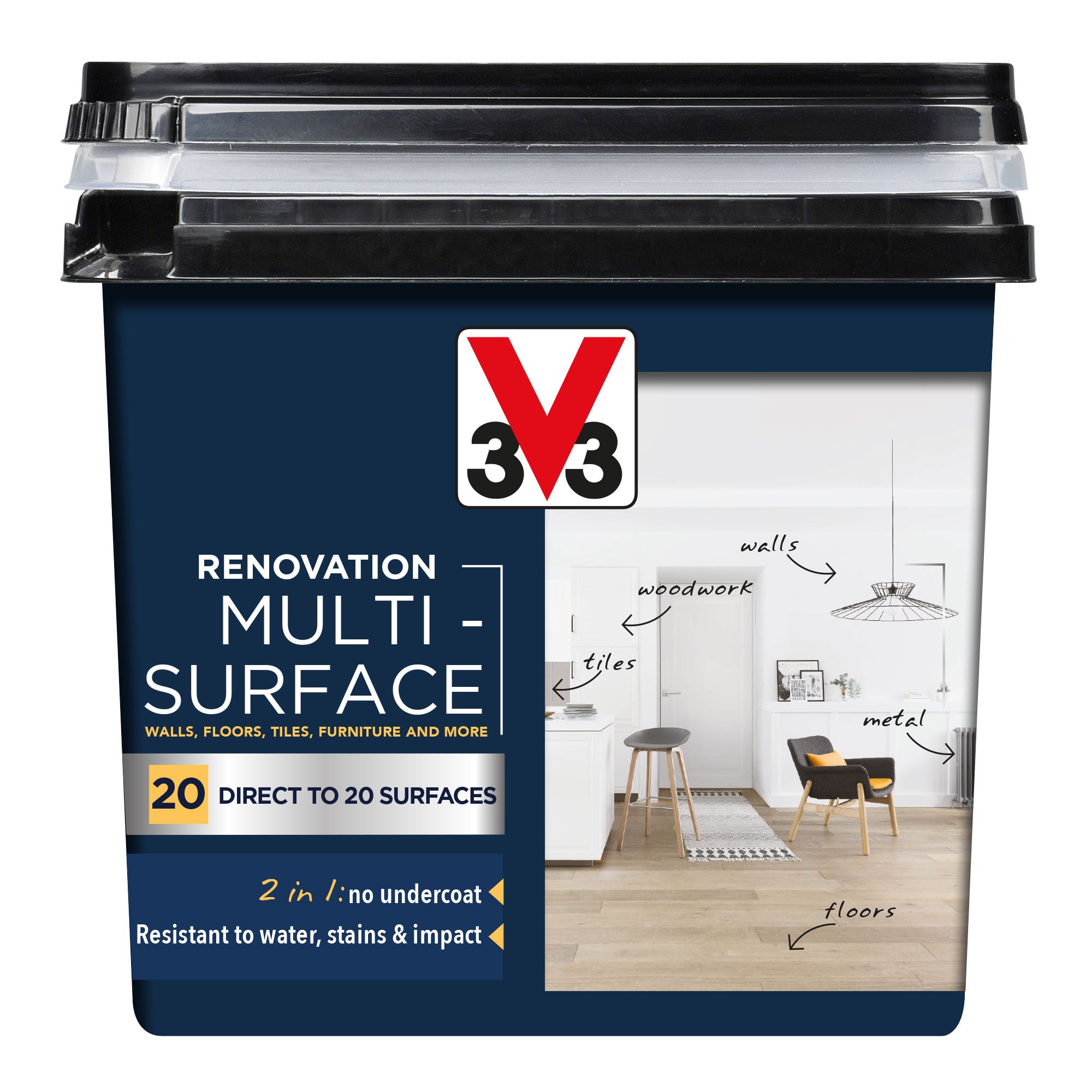 V33 Renovation Bohemian Rose Satinwood Multi-surface paint, 750ml