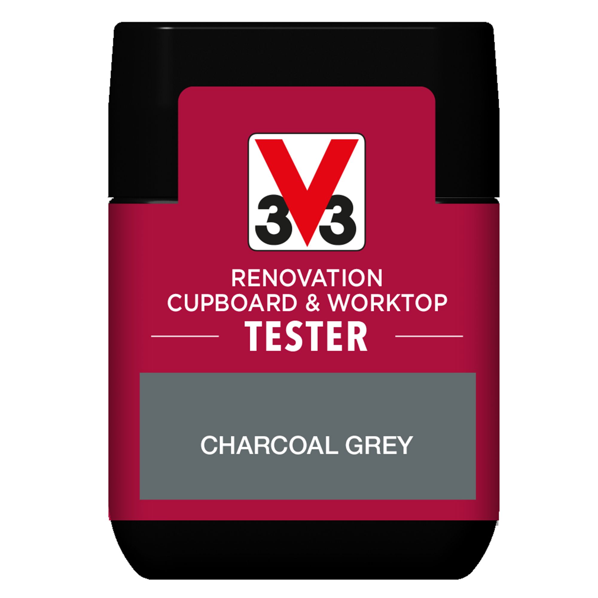 V33 Renovation Charcoal Grey Satinwood Cupboard & cabinet paint, 75ml Tester pot