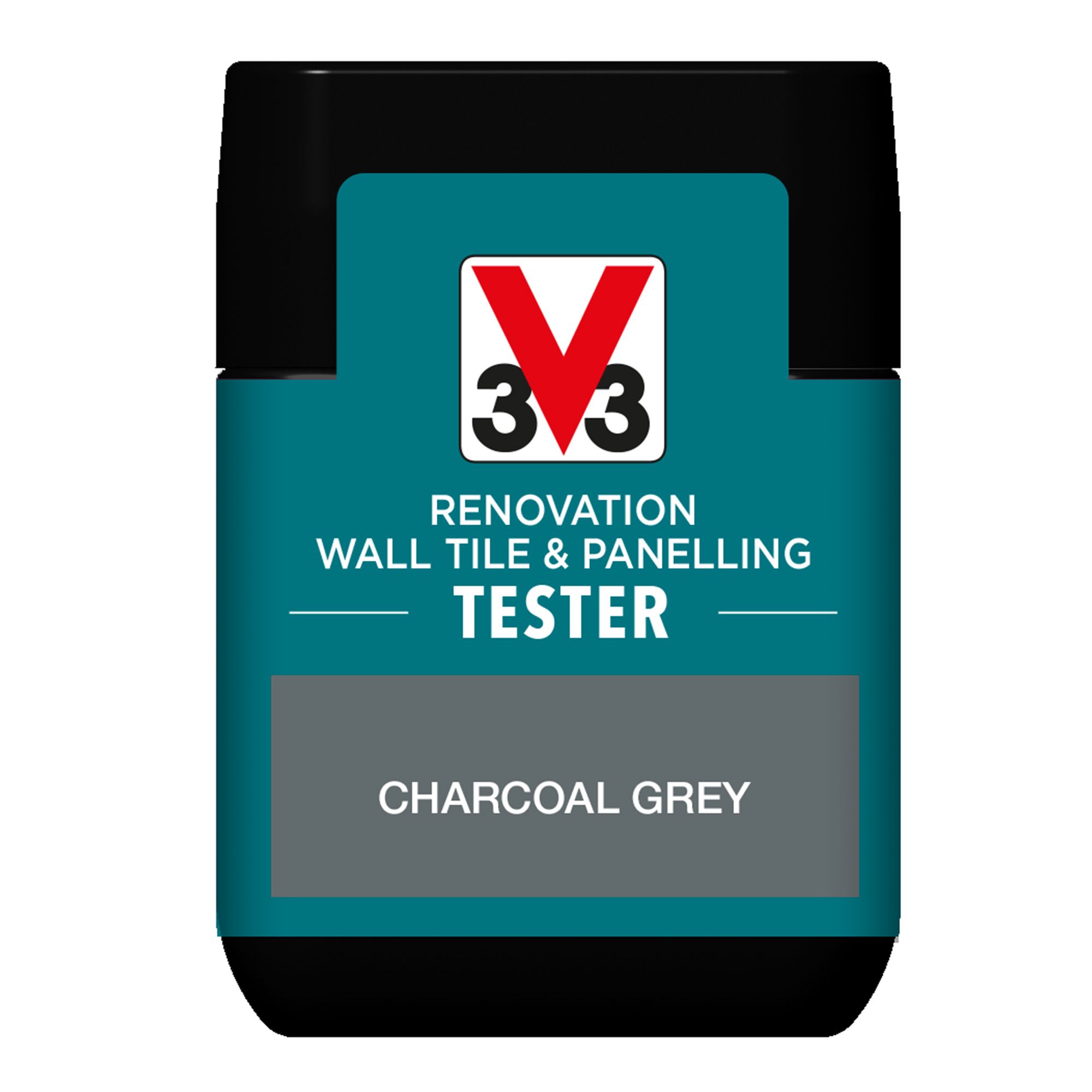 V33 Renovation Charcoal Grey Satinwood Wall tile & panelling paint, 75ml Tester pot