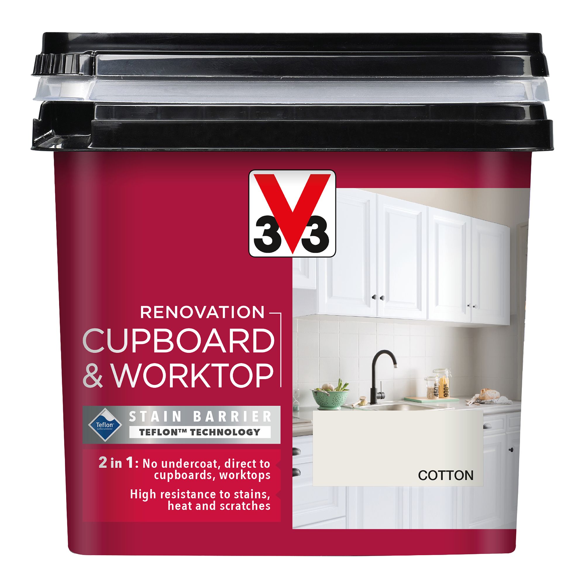 V33 Renovation Cotton Satin Cupboard & cabinet paint, 750ml
