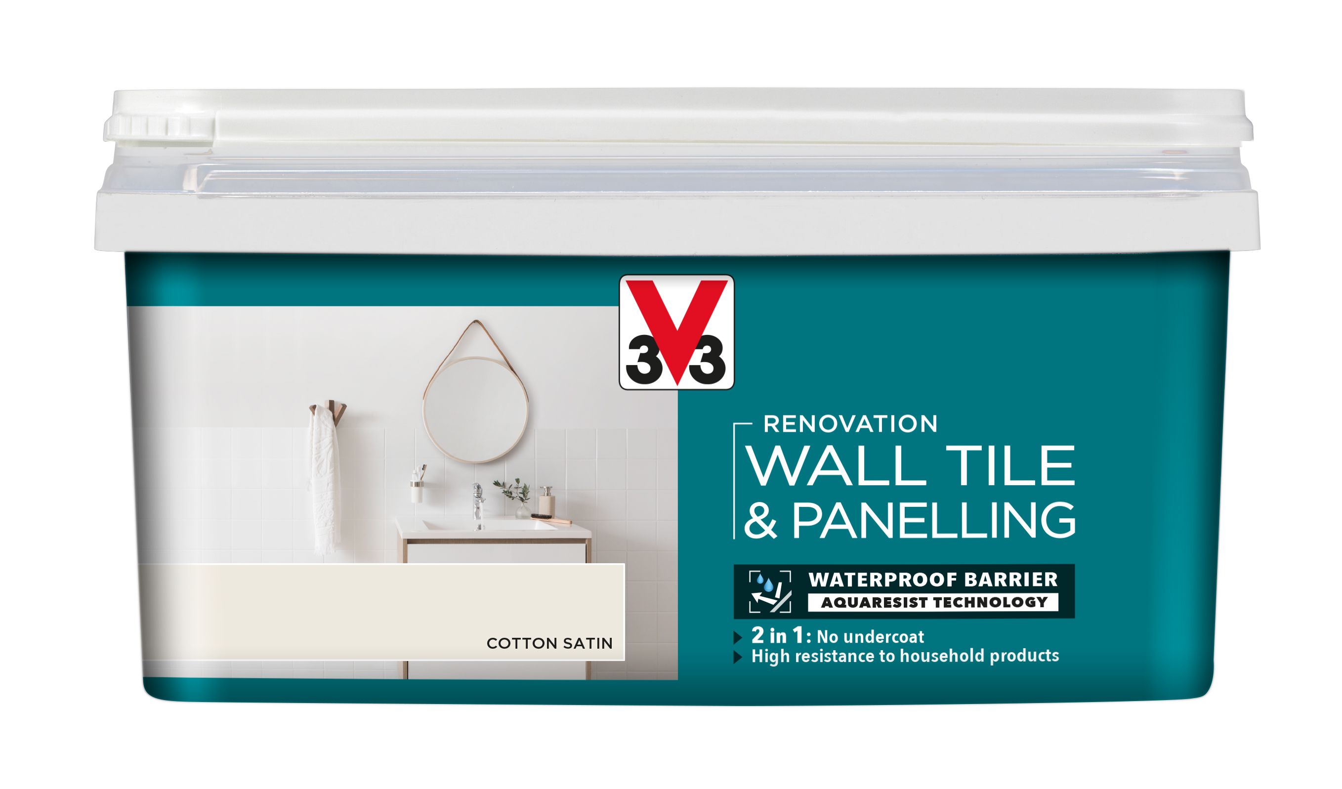 V33 Renovation Cotton Satin Wall tile & panelling paint, 2L