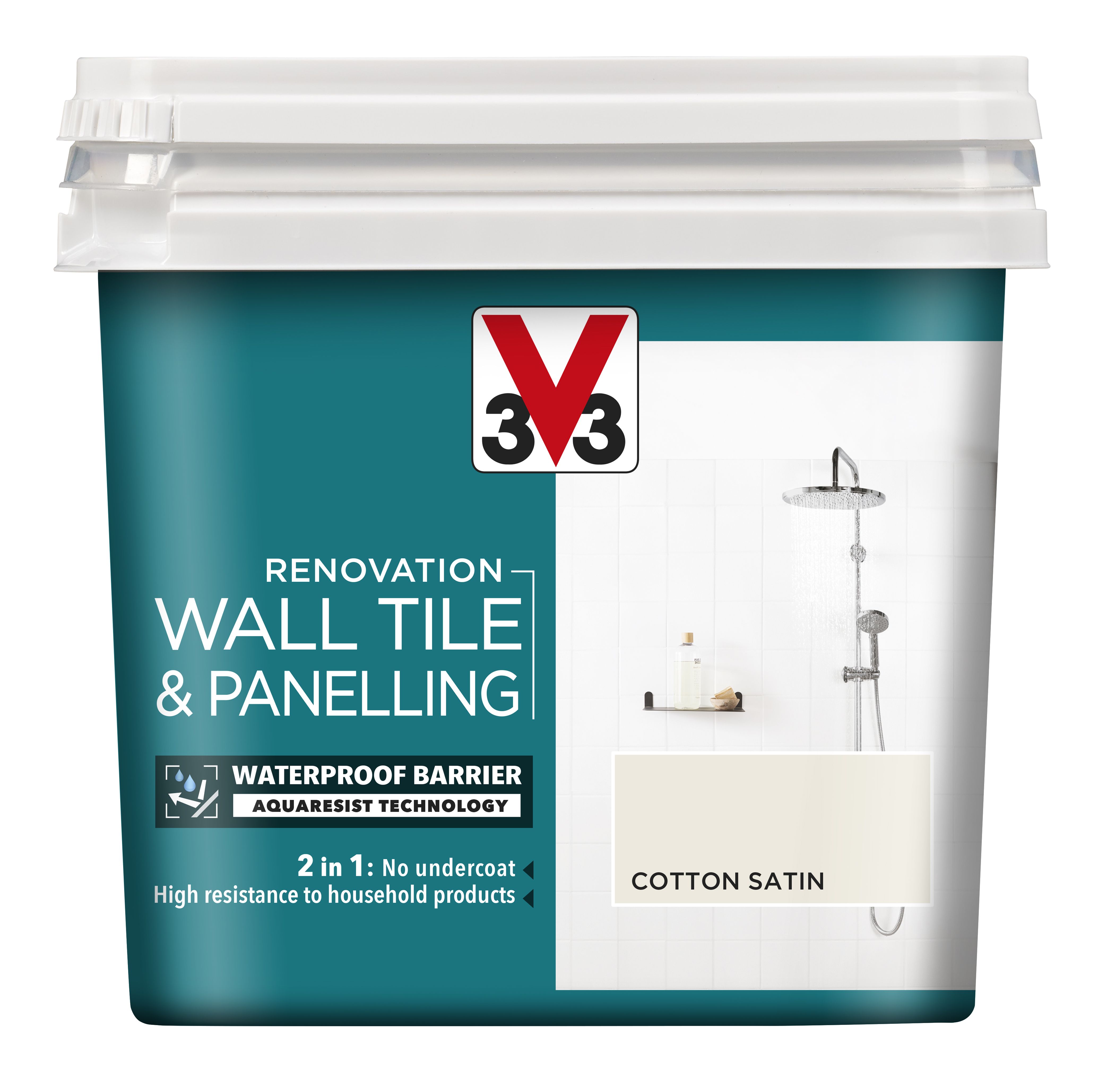 V33 Renovation Cotton Satinwood Wall tile & panelling paint, 750ml