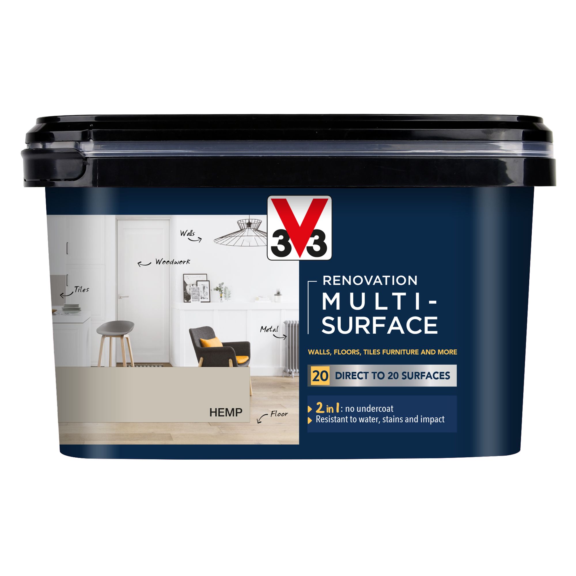V33 Renovation Hemp Satinwood Multi-surface paint, 2L
