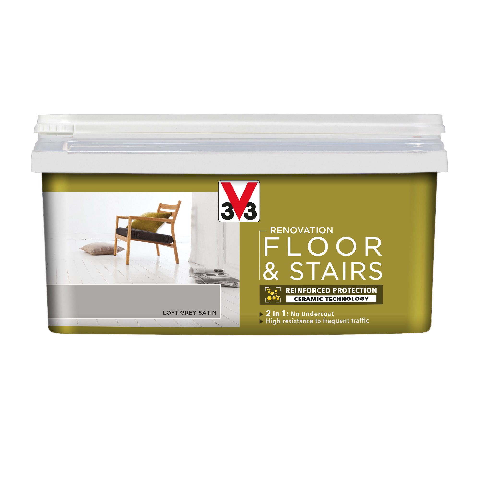 V33 Renovation Loft grey Satin Floor & stair paint, 2L Tradepoint
