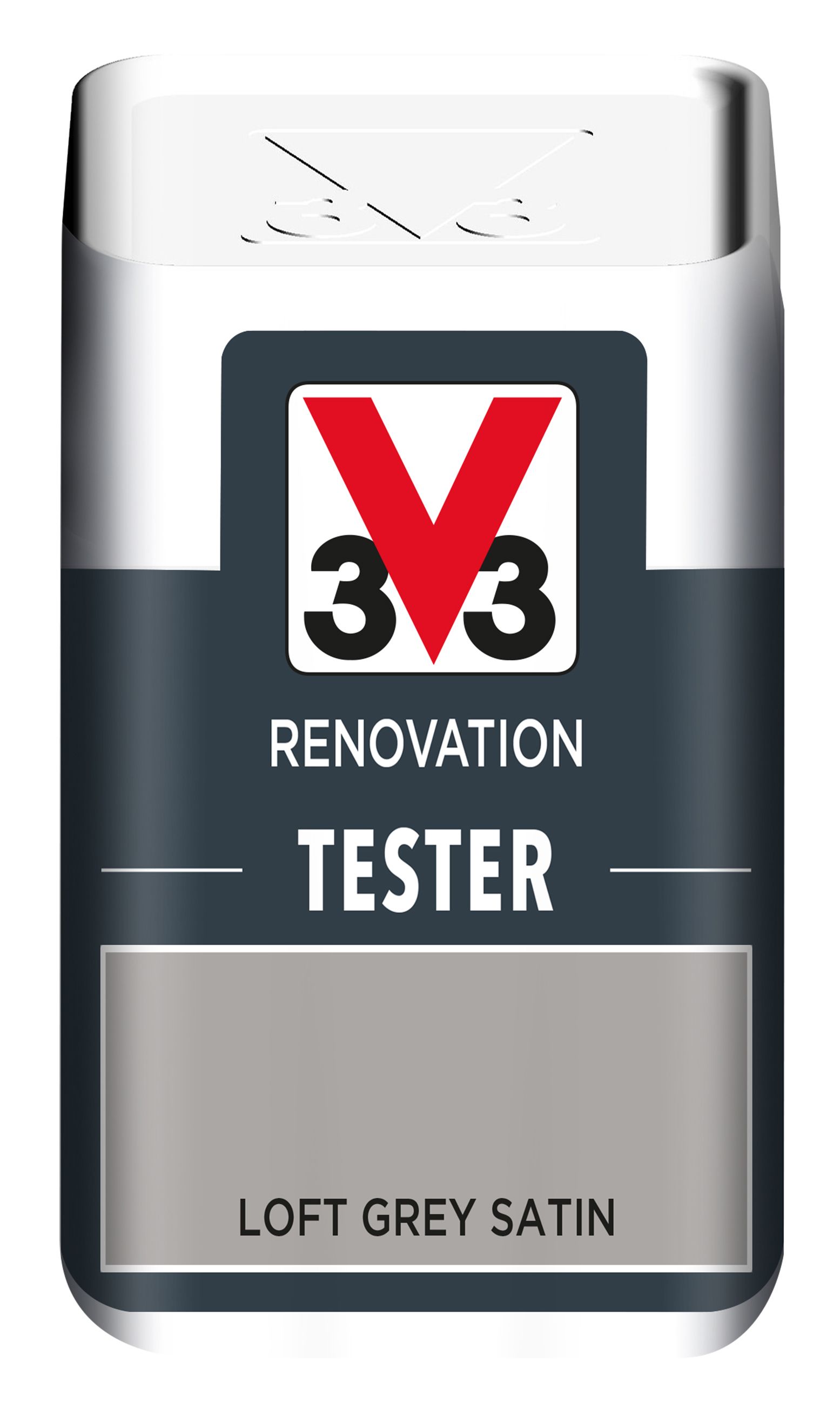 V33 Renovation Loft Grey Satin Multi Surface Paint 50ml Tester Pot Tradepoint