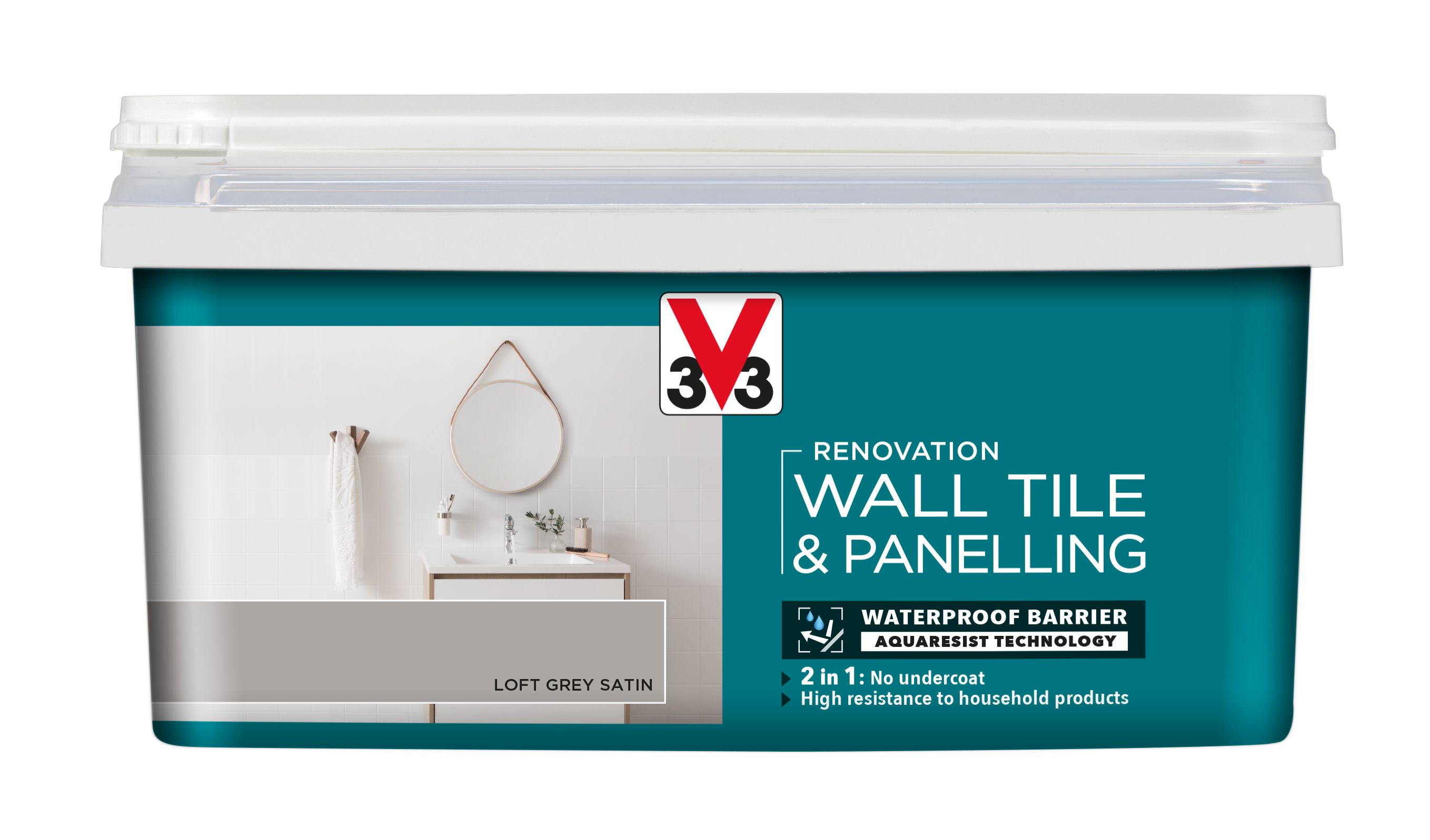 V33 Renovation Loft grey Satinwood Wall tile & panelling paint, 2L