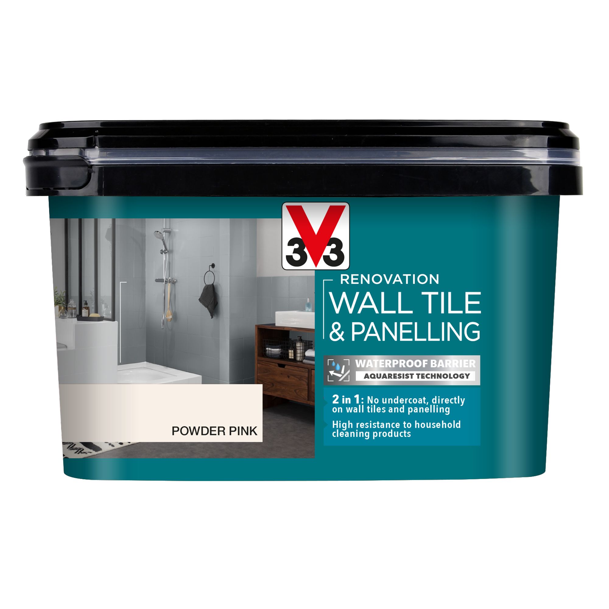 V33 Renovation Powder Pink Satinwood Wall tile & panelling paint, 2L
