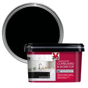 V33 Renovation Quartz Black Satinwood Cupboard & cabinet paint, 2L