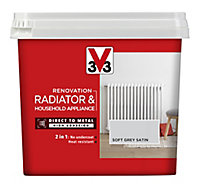 V33 Renovation Soft grey Satin Radiator & appliance paint, 750ml