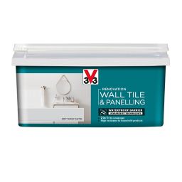 V33 Renovation Soft grey Satin Wall tile & panelling paint, 2L