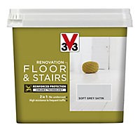 V33 Renovation Soft grey Satinwood Floor & stair paint, 750ml