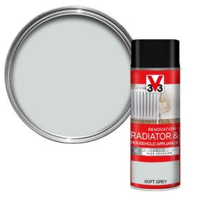V33 Renovation Soft Grey Satinwood Radiator & appliance paint, 400ml Spray can