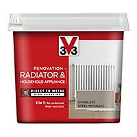 V33 Renovation Stainless steel Metallic effect Radiator & appliance paint, 750ml