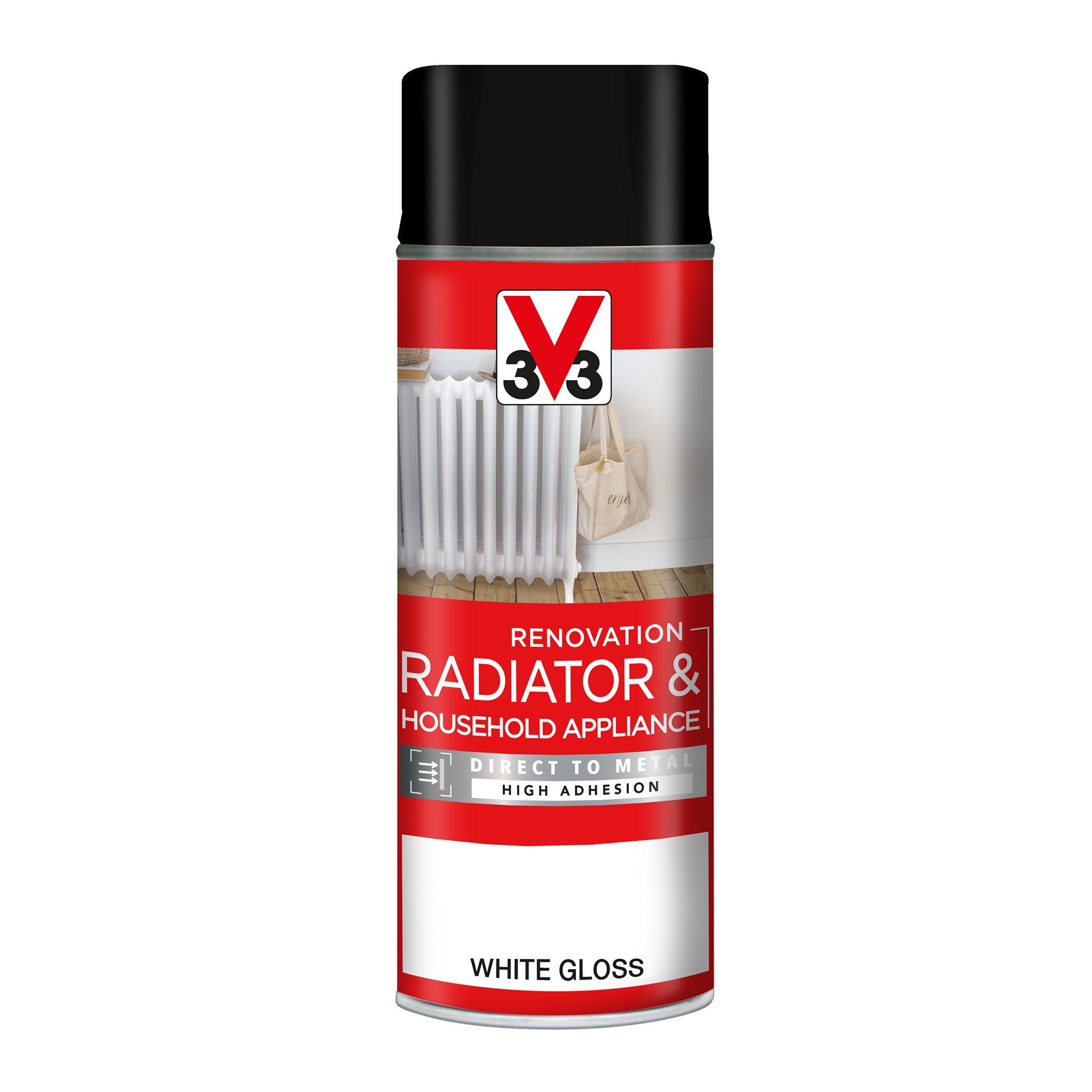 V33 Renovation White Gloss Radiator & appliance paint, 400ml Spray can