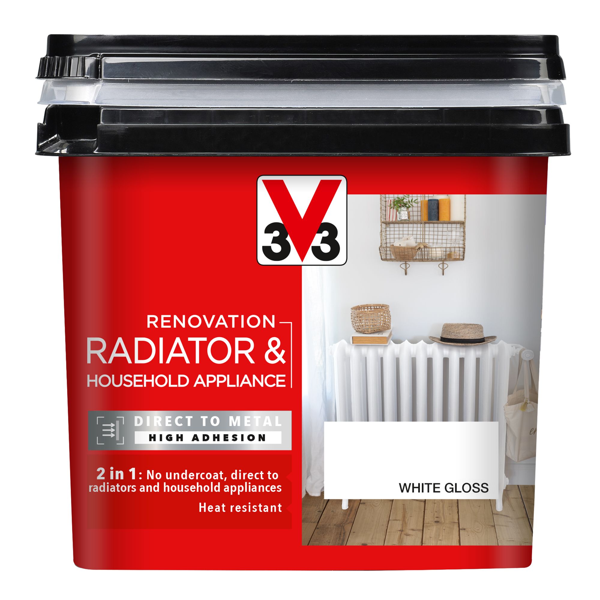 V33 Renovation White Gloss Radiator & appliance paint, 750ml