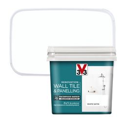 V33 Renovation White Satin Wall tile & panelling paint, 0.75L